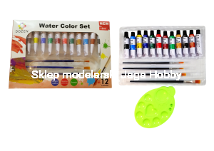 FARBY AKWARELOWE 12 KOL + PĘDZLE KTW900835